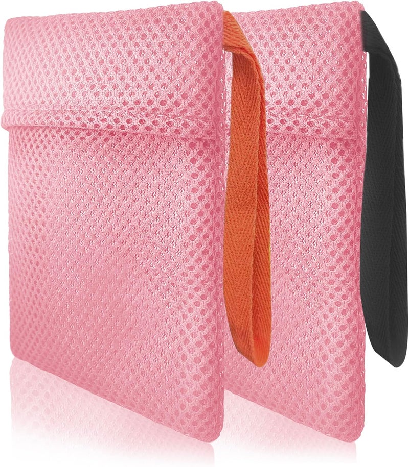 Beiskll 2 Pack Soap Bag Gentle Exfoliating,Bar Soap Pouch Saver Pocket,Body Scrubber Shower Bath Sponge Loofah (Pink) - Image 1